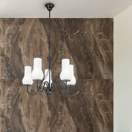 Brilagi - LED Kattokruunu ketjussa COTTAGE 5xE14/40W/230V musta/valkoinen