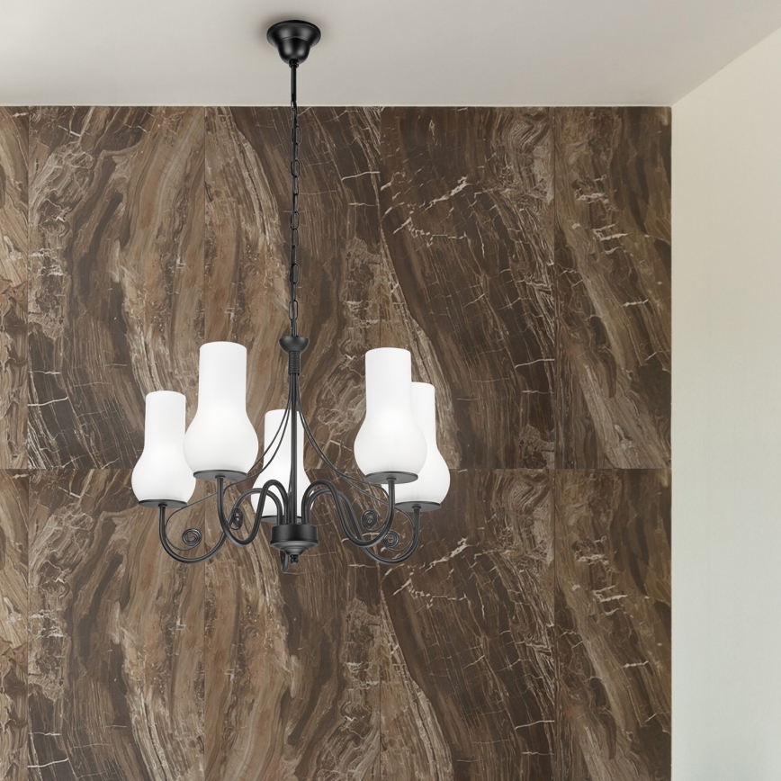 Brilagi - LED Kattokruunu ketjussa COTTAGE 5xE14/40W/230V musta/valkoinen