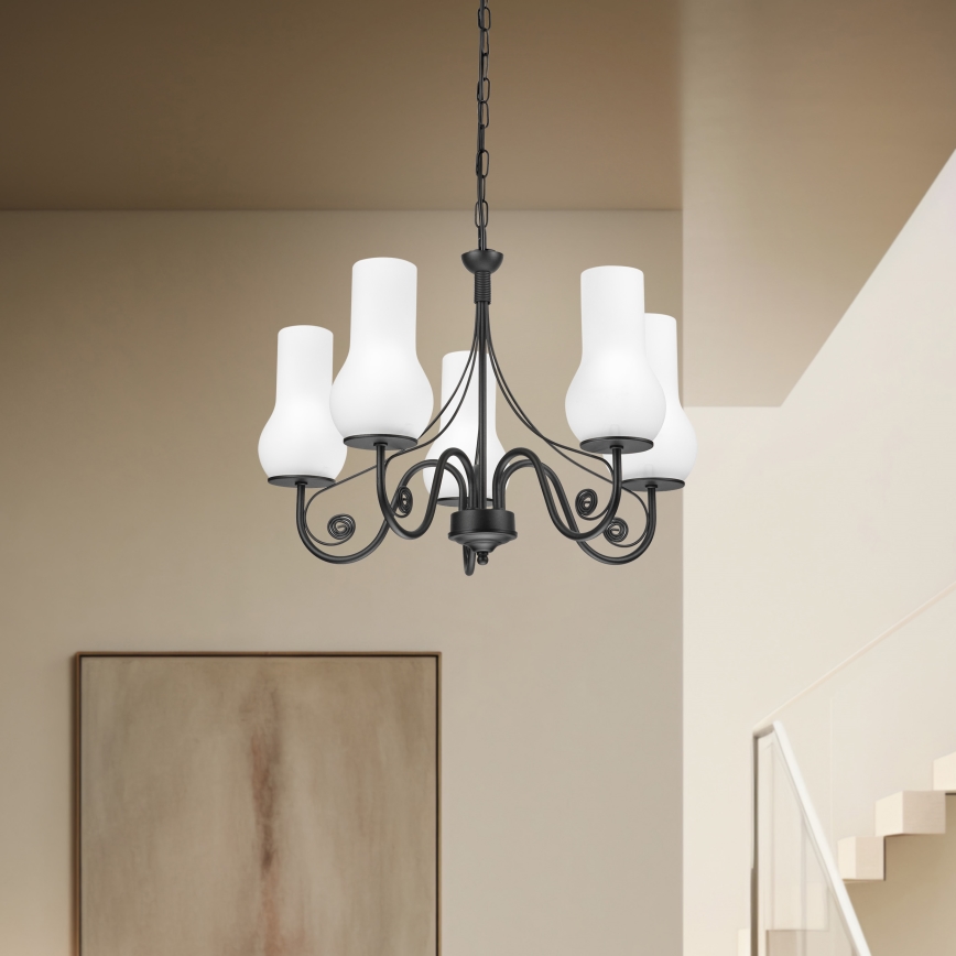 Brilagi - LED Kattokruunu ketjussa COTTAGE 5xE14/40W/230V musta/valkoinen