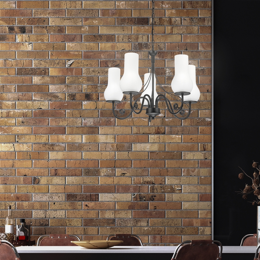 Brilagi - LED Kattokruunu ketjussa COTTAGE 5xE14/40W/230V musta/valkoinen