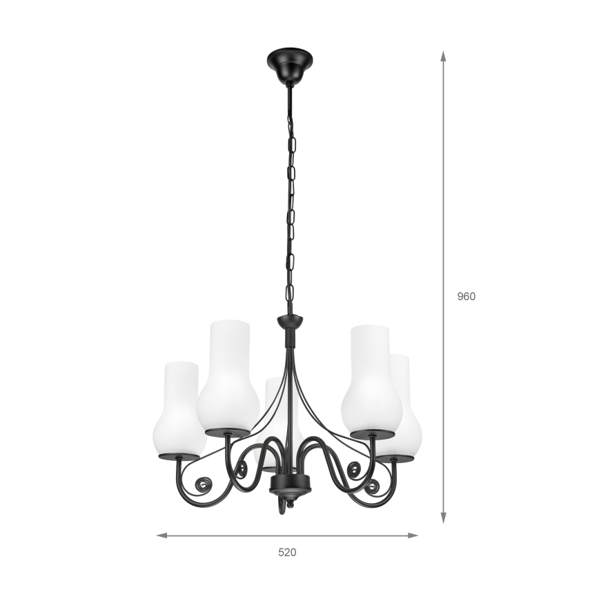 Brilagi - LED Kattokruunu ketjussa COTTAGE 5xE14/40W/230V musta/valkoinen