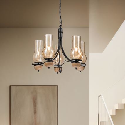 Brilagi - LED Kattokruunu ketjussa COTTAGE 5xE14/40W/230V pyökki/ruskea