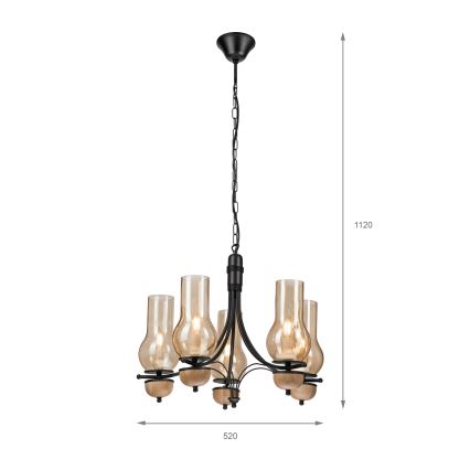 Brilagi - LED Kattokruunu ketjussa COTTAGE 5xE14/40W/230V pyökki/ruskea