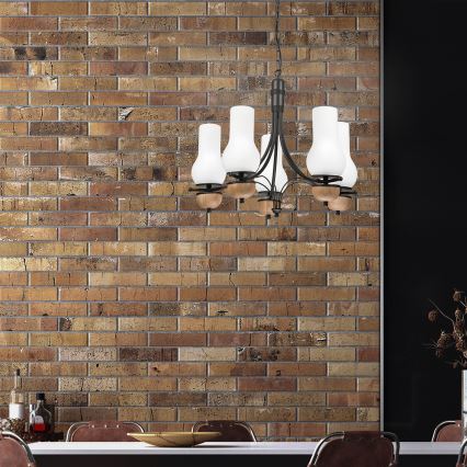 Brilagi - LED Kattokruunu ketjussa COTTAGE 5xE14/40W/230V pyökki/valkoinen