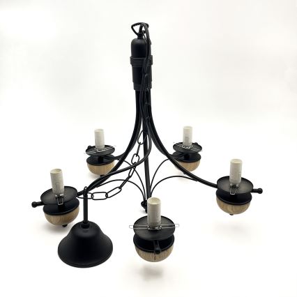 Brilagi - LED Kattokruunu ketjussa COTTAGE 5xE14/40W/230V pyökki/valkoinen