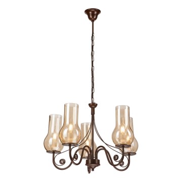 Brilagi - LED Kattokruunu ketjussa COTTAGE 5xE14/40W/230V ruskea