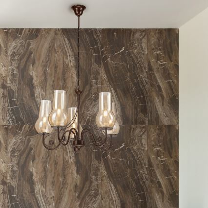 Brilagi - LED Kattokruunu ketjussa COTTAGE 5xE14/40W/230V ruskea