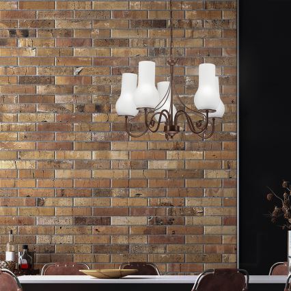 Brilagi - LED Kattokruunu ketjussa COTTAGE 5xE14/40W/230V ruskea/valkoinen