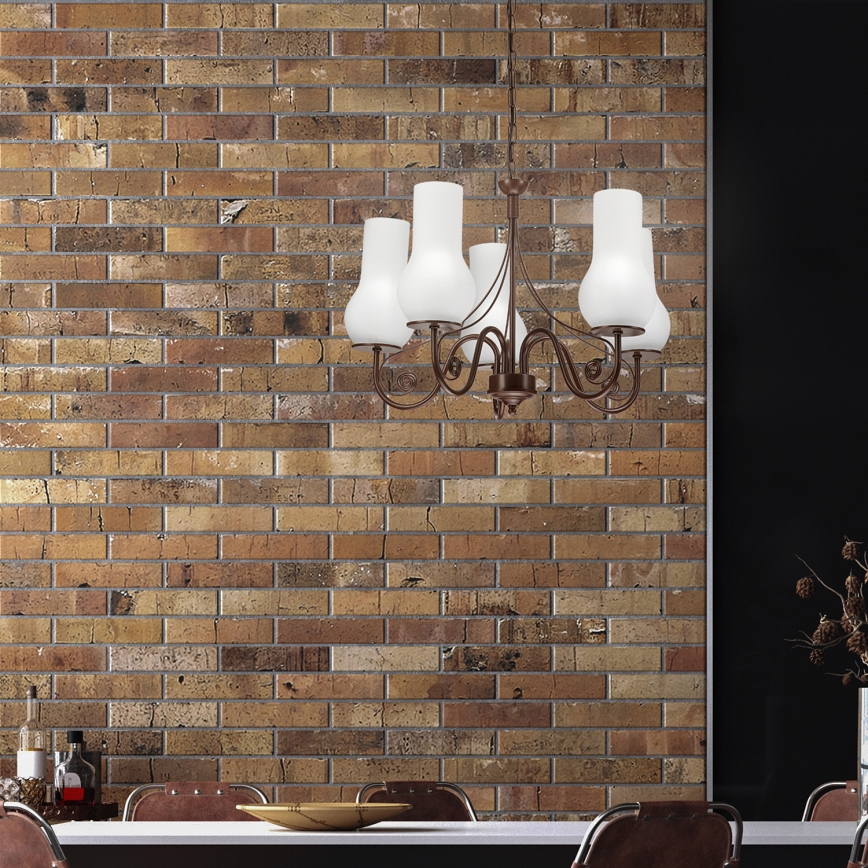 Brilagi - LED Kattokruunu ketjussa COTTAGE 5xE14/40W/230V ruskea/valkoinen