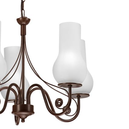 Brilagi - LED Kattokruunu ketjussa COTTAGE 5xE14/40W/230V ruskea/valkoinen