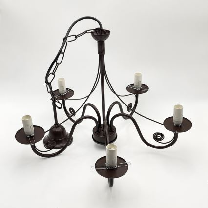 Brilagi - LED Kattokruunu ketjussa COTTAGE 5xE14/40W/230V ruskea/valkoinen