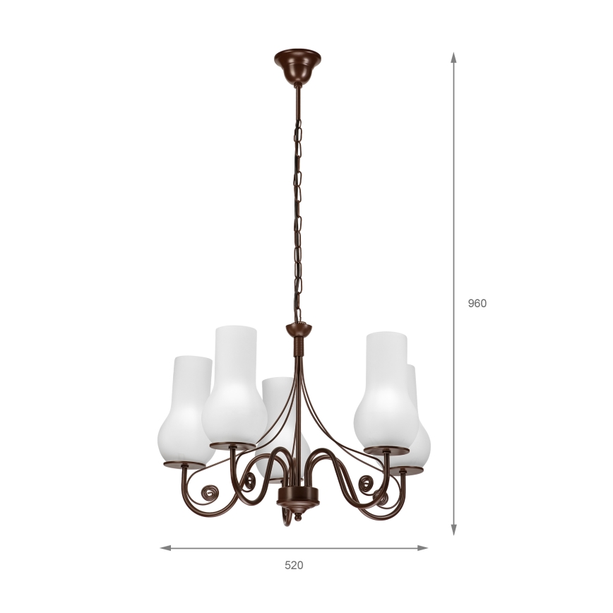 Brilagi - LED Kattokruunu ketjussa COTTAGE 5xE14/40W/230V ruskea/valkoinen