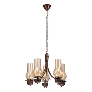 Brilagi - LED Kattokruunu ketjussa COTTAGE 5xE14/40W/230V tammi/ruskea