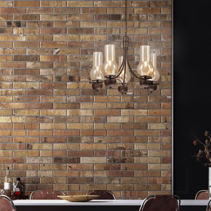 Brilagi - LED Kattokruunu ketjussa COTTAGE 5xE14/40W/230V tammi/ruskea