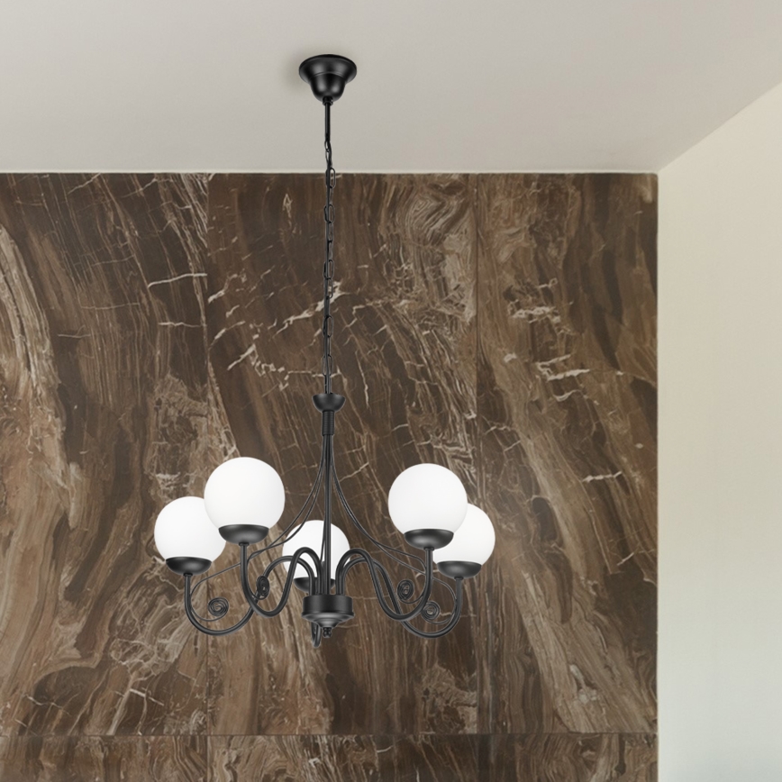 Brilagi - LED Kattokruunu ketjussa COTTAGE 5xG9/40W/230V musta/valkoinen