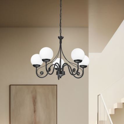 Brilagi - LED Kattokruunu ketjussa COTTAGE 5xG9/40W/230V musta/valkoinen