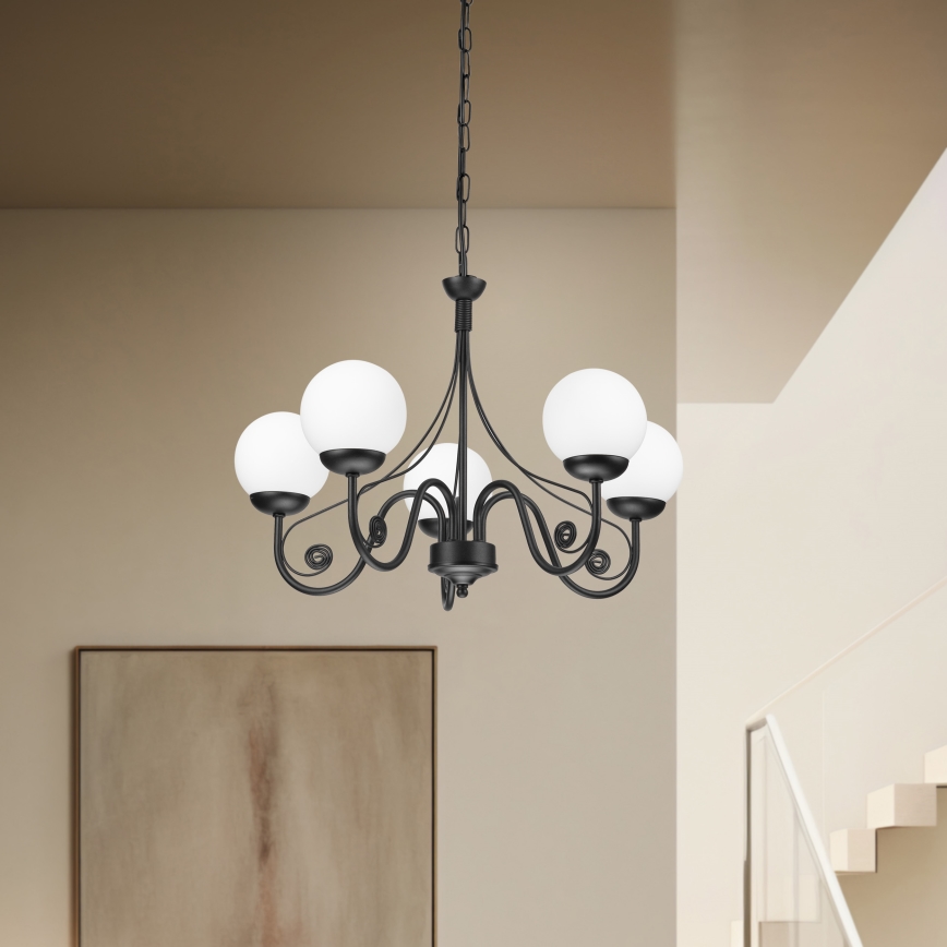 Brilagi - LED Kattokruunu ketjussa COTTAGE 5xG9/40W/230V musta/valkoinen