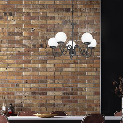 Brilagi - LED Kattokruunu ketjussa COTTAGE 5xG9/40W/230V musta/valkoinen