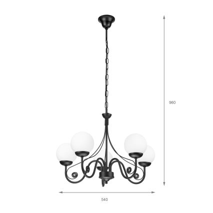 Brilagi - LED Kattokruunu ketjussa COTTAGE 5xG9/40W/230V musta/valkoinen