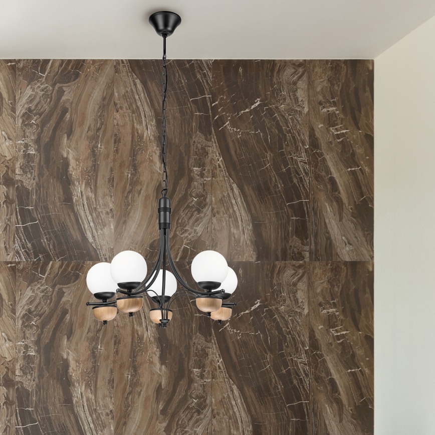 Brilagi - LED Kattokruunu ketjussa COTTAGE 5xG9/40W/230V pyökki/valkoinen