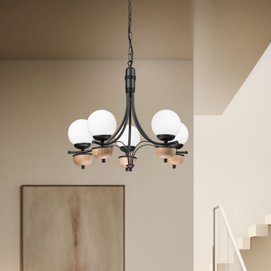 Brilagi - LED Kattokruunu ketjussa COTTAGE 5xG9/40W/230V pyökki/valkoinen