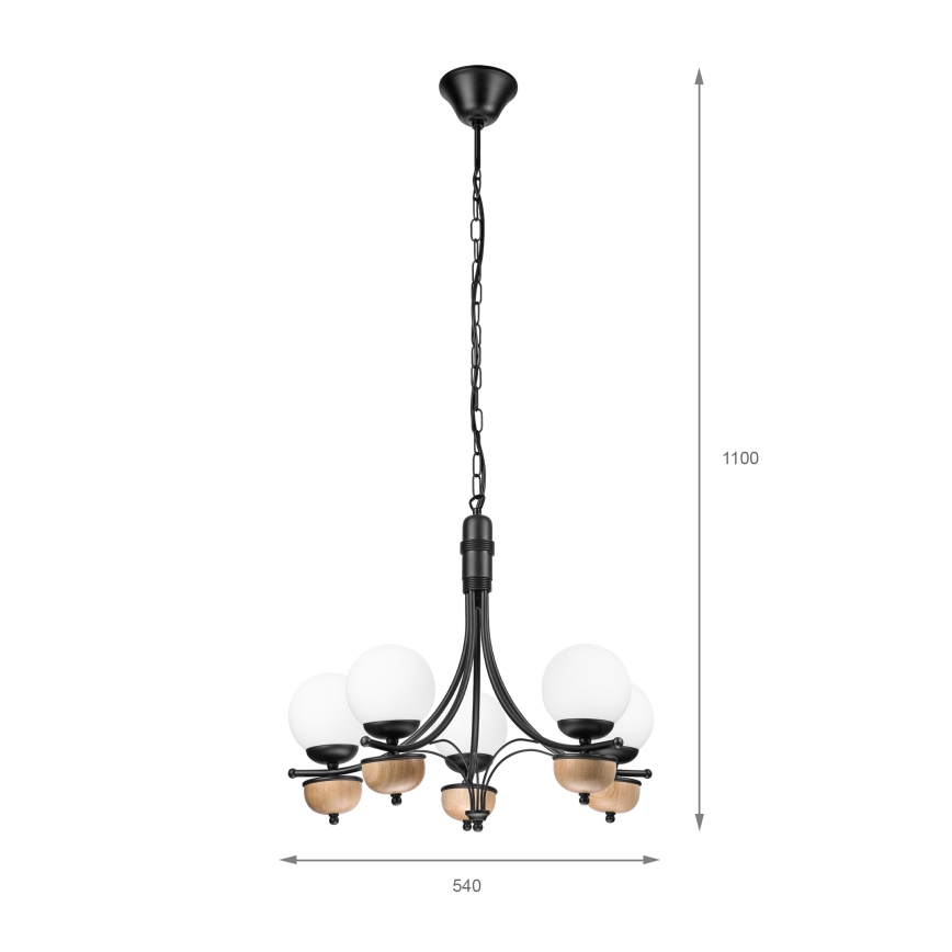 Brilagi - LED Kattokruunu ketjussa COTTAGE 5xG9/40W/230V pyökki/valkoinen