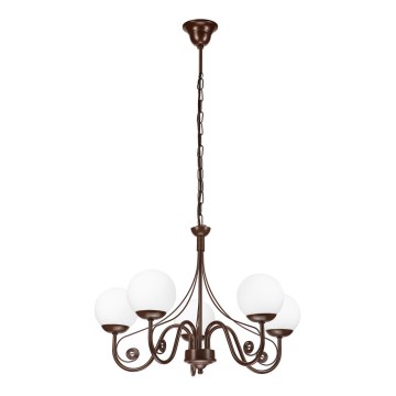 Brilagi - LED Kattokruunu ketjussa COTTAGE 5xG9/40W/230V ruskea/valkoinen