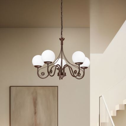 Brilagi - LED Kattokruunu ketjussa COTTAGE 5xG9/40W/230V ruskea/valkoinen