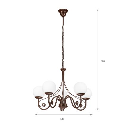 Brilagi - LED Kattokruunu ketjussa COTTAGE 5xG9/40W/230V ruskea/valkoinen