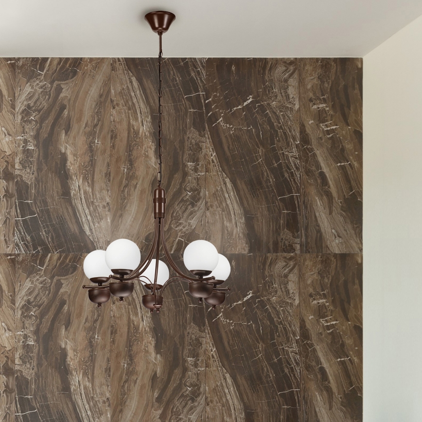 Brilagi - LED Kattokruunu ketjussa COTTAGE 5xG9/40W/230V tammi/valkoinen