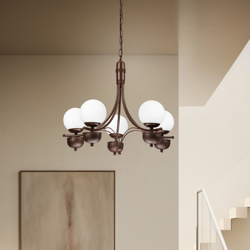 Brilagi - LED Kattokruunu ketjussa COTTAGE 5xG9/40W/230V tammi/valkoinen