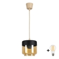 BRILAGI - LED-kattokruunu RETRO GLASS 1xE27/60W/230V halkaisija 14 cm beige/savunharmaa beige/musta