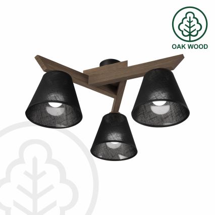 Brilagi - LED Pinta kattovalaisin ANTHONY 3xE14/40W/230V tammi-pähkinä/musta