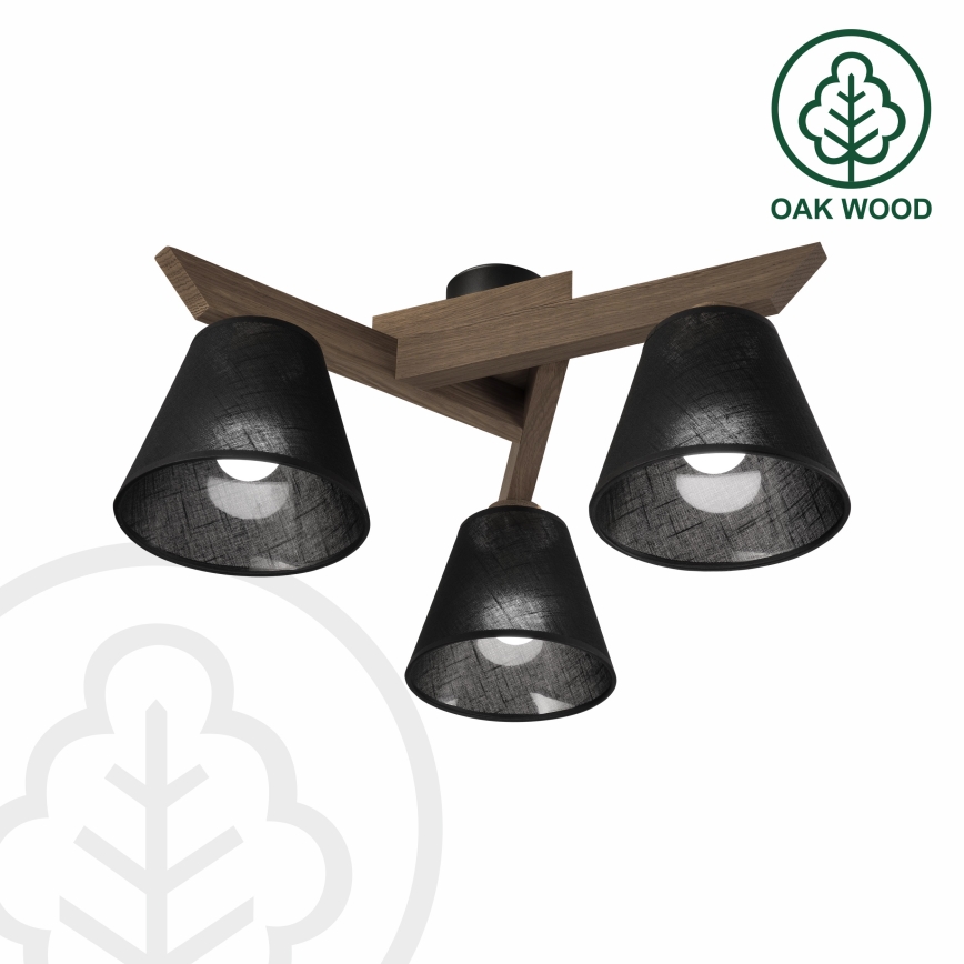Brilagi - LED Pinta kattovalaisin ANTHONY 3xE14/40W/230V tammi-pähkinä/musta