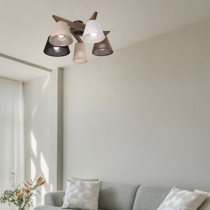 Brilagi - LED Pintakiinnitteinen kattovalaisin ANTHONY 5xE14/40W/230V tammi-pähkinä