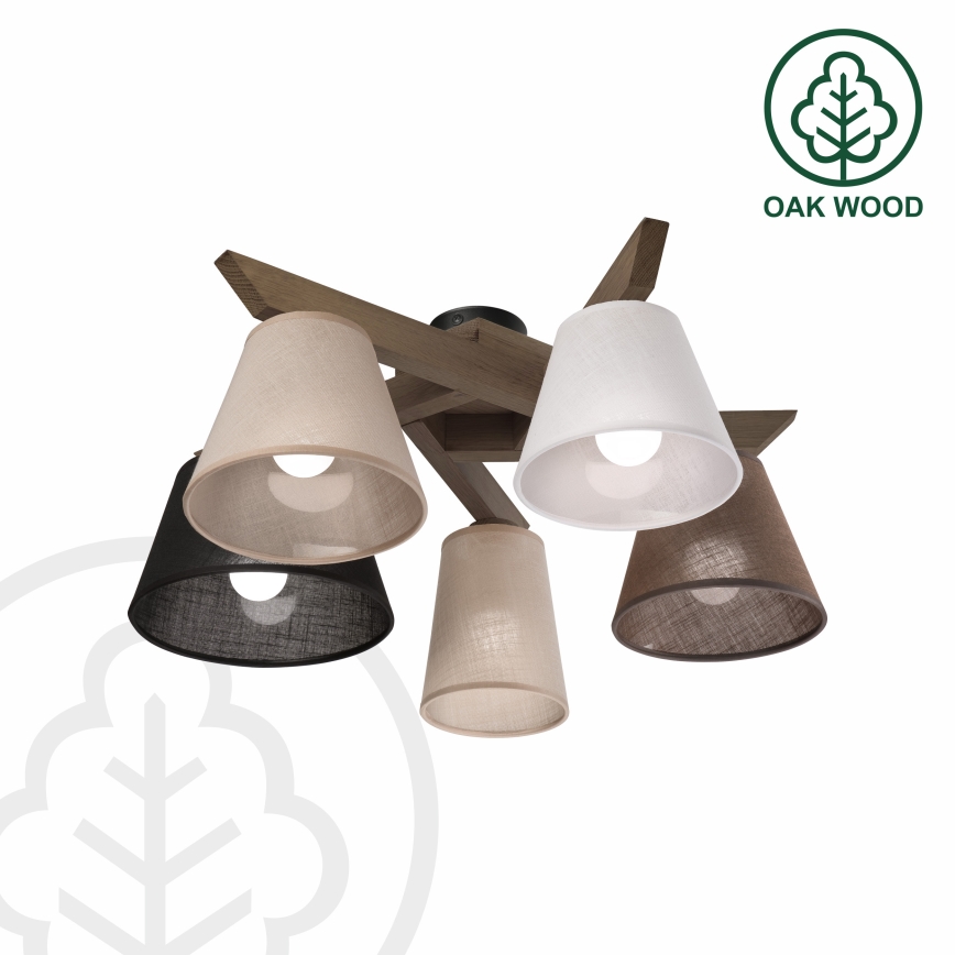 Brilagi - LED Pintakiinnitteinen kattovalaisin ANTHONY 5xE14/40W/230V tammi-pähkinä