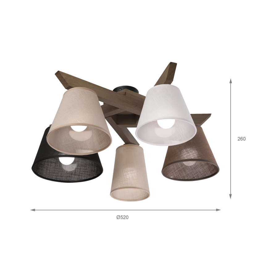 Brilagi - LED Pintakiinnitteinen kattovalaisin ANTHONY 5xE14/40W/230V tammi-pähkinä