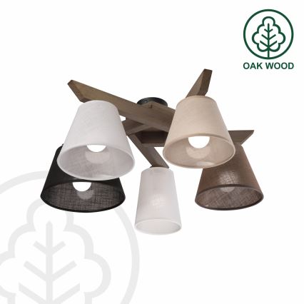 Brilagi - LED Pintakiinnitteinen kattovalaisin ANTHONY 5xE14/40W/230V tammi-pähkinä