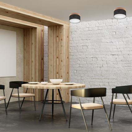 Brilagi - LED Kattovalaisin BELLADONNA 1xE27/15W/230V halkaisija 30 cm musta/tammi