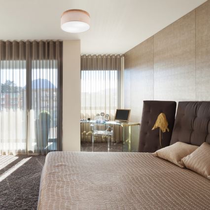 Brilagi - LED Kattovalaisin BELLADONNA 2xE27/15W/230V halkaisija 40 cm beige/tammi