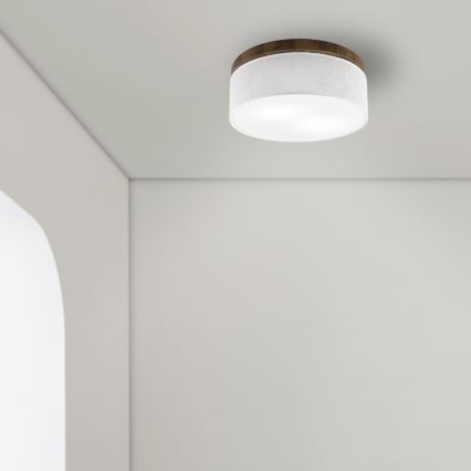 Brilagi - LED Kattovalaisin BELLADONNA 2xE27/15W/230V halkaisija 40 cm valkoinen/tammi-pähkinä