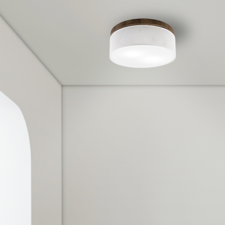 Brilagi - LED Kattovalaisin BELLADONNA 2xE27/15W/230V halkaisija 40 cm valkoinen/tammi-pähkinä