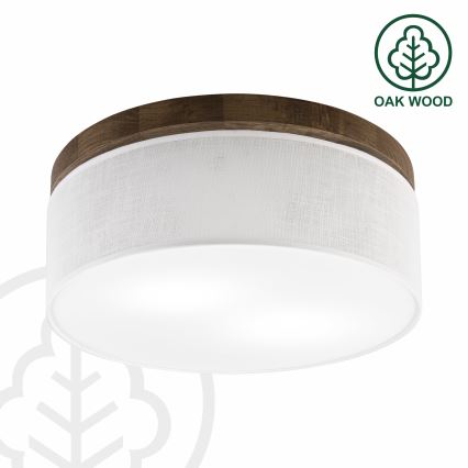 Brilagi - LED Kattovalaisin BELLADONNA 2xE27/15W/230V halkaisija 40 cm valkoinen/tammi-pähkinä