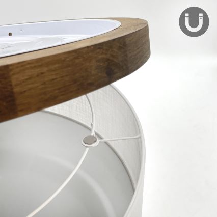 Brilagi - LED Kattovalaisin BELLADONNA 2xE27/15W/230V halkaisija 40 cm valkoinen/tammi-pähkinä