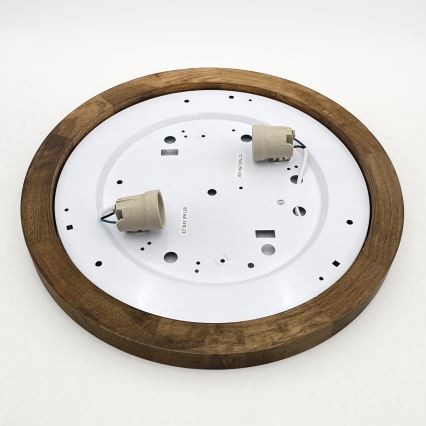 Brilagi - LED Kattovalaisin BELLADONNA 2xE27/15W/230V halkaisija 40 cm valkoinen/tammi-pähkinä