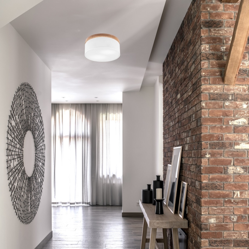 Brilagi - LED Kattovalaisin BELLADONNA 2xE27/15W/230V halkaisija 40 cm valkoinen/tammi