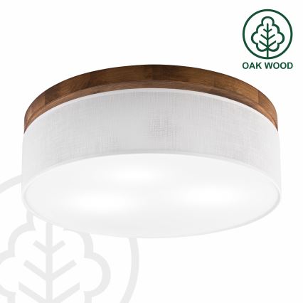 BRILAGI - LED-kattovalaisin BELLADONNA 3xE27/15W/230V Ø 50 cm valkoinen/tammi-kirsikka