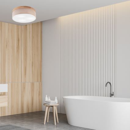 Brilagi - LED-kattovalaisin BELLADONNA 3xE27/15W/230V halkaisija 50 cm beige/tammi