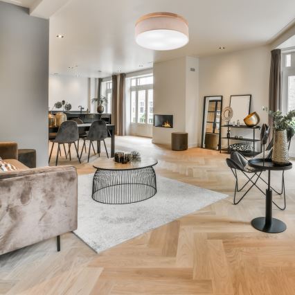 Brilagi - LED-kattovalaisin BELLADONNA 3xE27/15W/230V halkaisija 50 cm beige/tammi