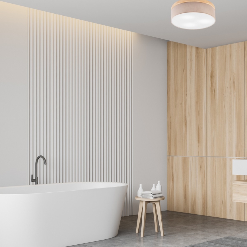 Brilagi - LED-kattovalaisin BELLADONNA 3xE27/15W/230V halkaisija 50 cm beige/mänty